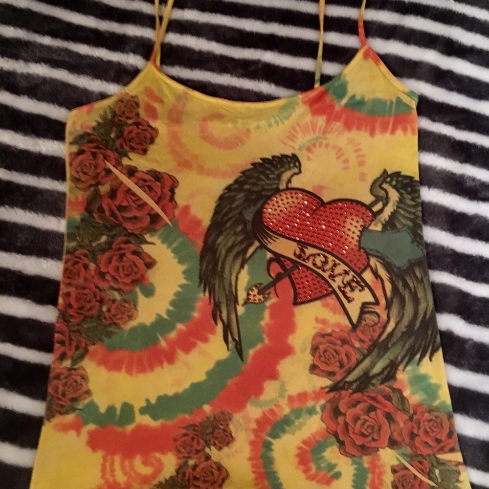 Woman top Yellow Love heart in wings Size S